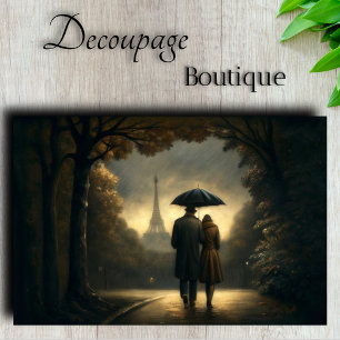 Paris Lovers in the Rain Decoupage Tissue Paper