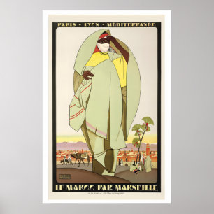 Paris Lyon Marseille Morocco Mediterranean Sea Poster
