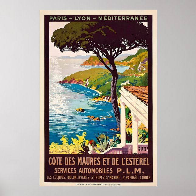 Paris Lyon Vintage Travel Poster - FramedUnframed (Front)