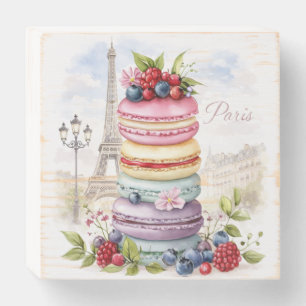 Paris Macaron Watercolor Wooden Wall Art  Box Sign