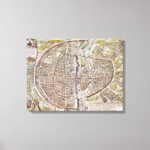 PARIS MAP, 1581 CANVAS PRINT