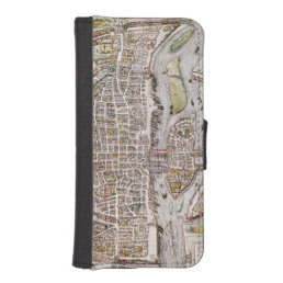 PARIS MAP, 1581 WALLET PHONE CASE FOR iPhone SE/5/5s