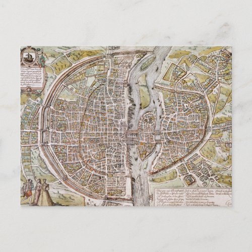 PARIS MAP 1581 POSTCARD