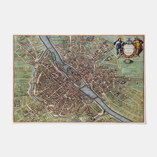 Paris map city old doormat