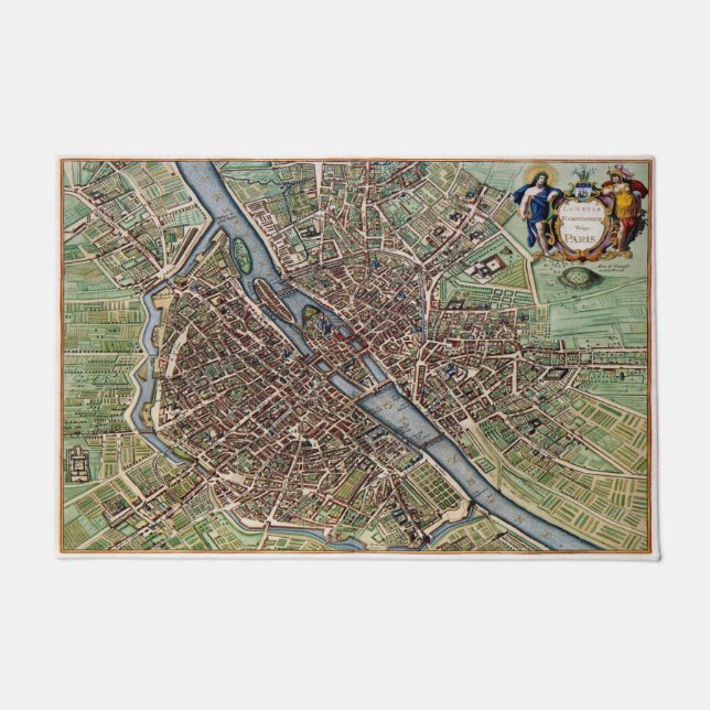 Paris map city old doormat (Front)