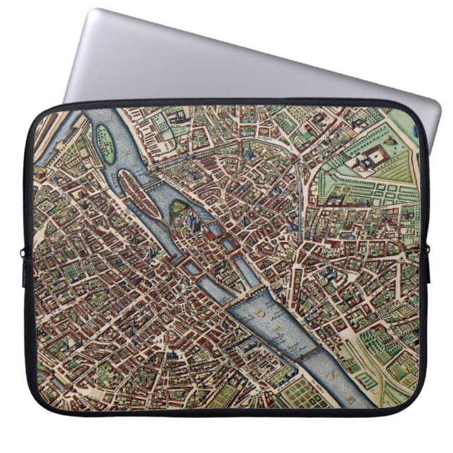 Paris map city old laptop sleeve (Front)