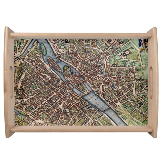 Paris map city old serving tray (Front)