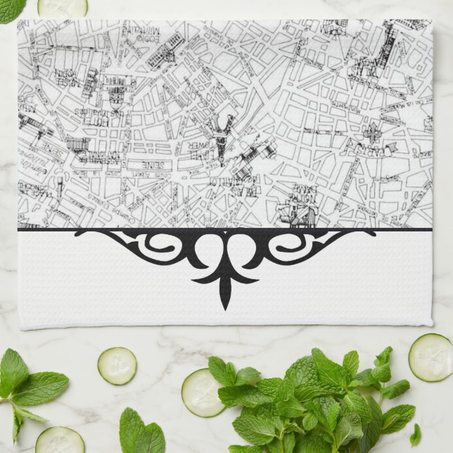 Paris Map Kitchen Towel (Folded)