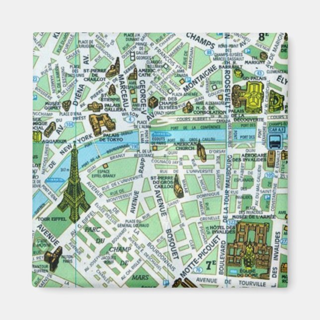 Paris Map Magnet (Front)
