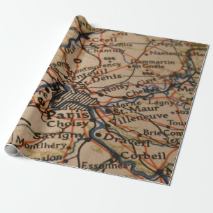 Paris Map Wrapping Paper