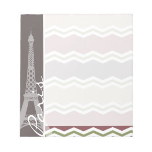 Paris; Maroon, Brown, Tan, & Green Chevron Notepad