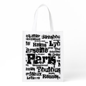 Paris Marseille Lyon France Cities Grocery Bag
