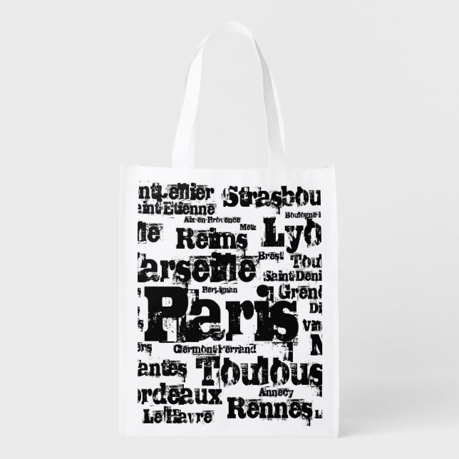 Paris Marseille Lyon France Cities Grocery Bag (Front)