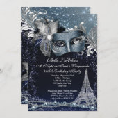 Paris Masquerade Birthday Event Party Invitations (Front/Back)