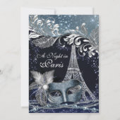 Paris Masquerade Birthday Event Party Invitations (Back)