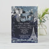 Paris Masquerade Birthday Event Party Invitations (Standing Front)