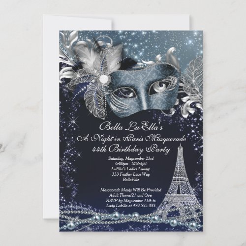 Paris Masquerade Birthday Event Party Invitations