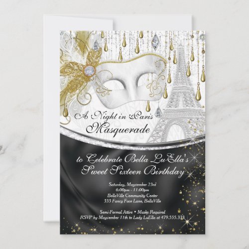 Paris Masquerade Birthday Event Party Invitations