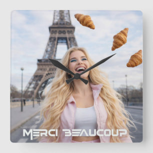 PARIS - MERCI BEAUCOUP SQUARE WALL CLOCK
