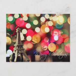 Paris merry christmas and happy new year holiday postcard