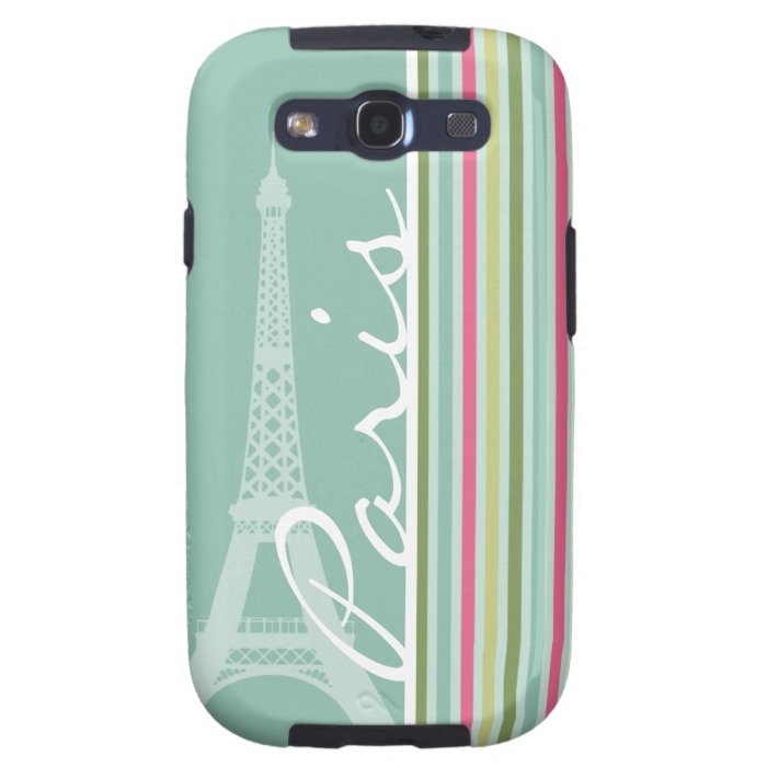 Paris; Mint Green & Pink Stripes Samsung Galaxy SIII Cases