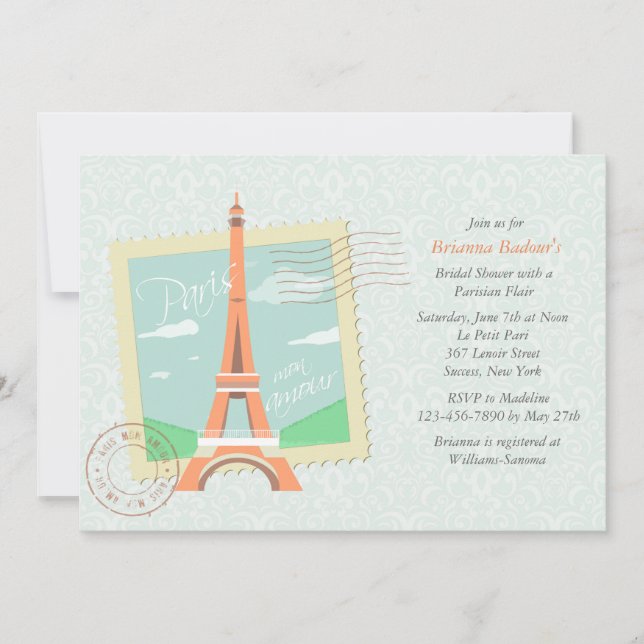 Paris Mon Amour Bridal Shower Invitation (Front)