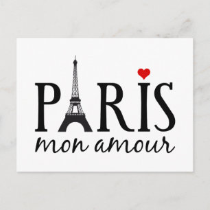 Paris mon amour with Eiffel tower Postcard