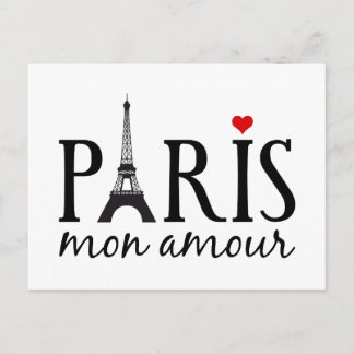 Paris mon amour with Eiffel tower Postcard