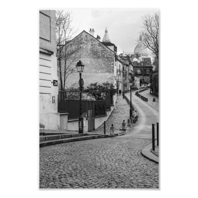 Paris Montmartre Cobble Street Photo Print (Front)