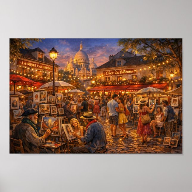 Paris Montmartre Evening Reverie Poster (Front)