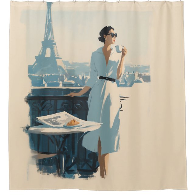 Paris Morning Coffee Elegance Shower Curtain (Front)