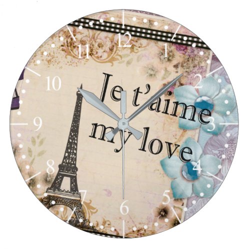 Paris My love Vintage style Large Clock