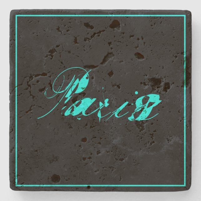 Paris – neon-blue stone coaster (Front)