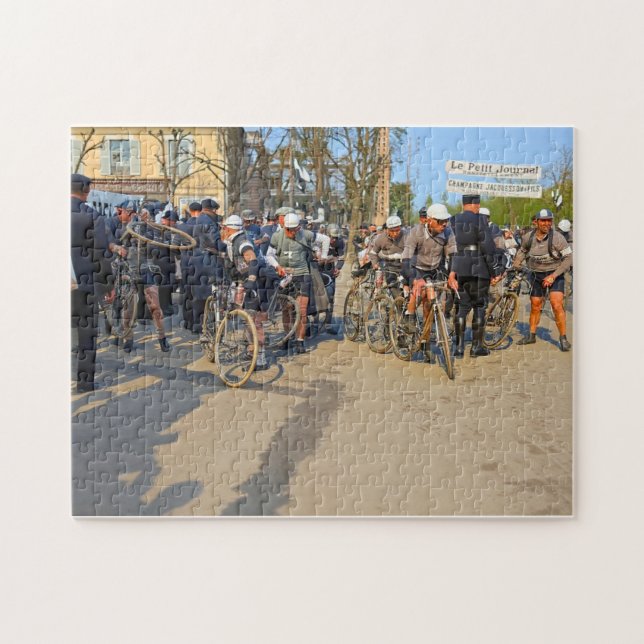 Paris-Nice Cyclists Auxerre Yonne France 1933 Jigsaw Puzzle (Horizontal)