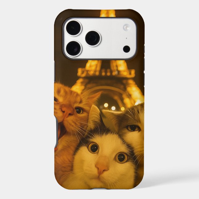 Paris Night Cat Selfie Squad Lover                 Case-Mate iPhone Case (Back)