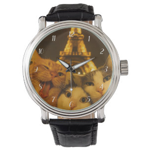 Paris Night Cat Selfie Squad Lover Watch