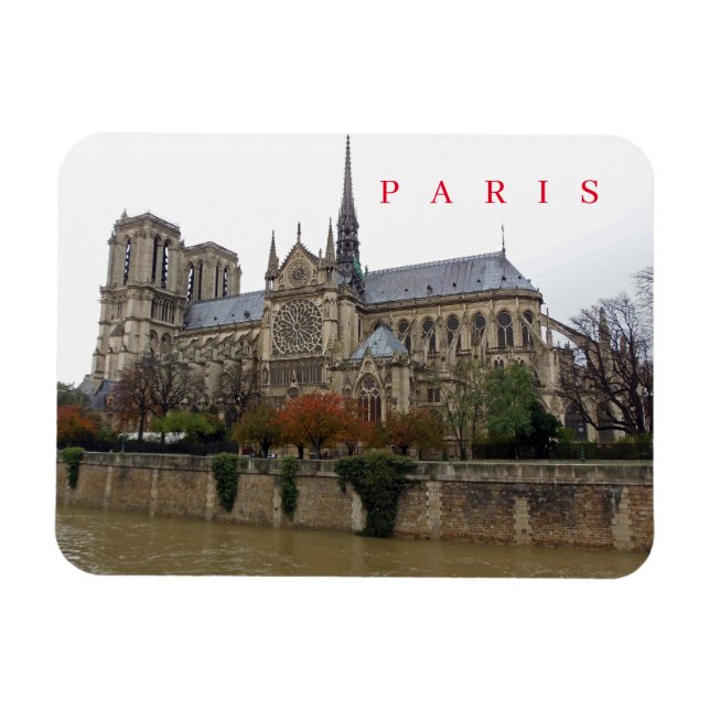 Paris Notre Dame Cathedral side view fridge magnet (Horizontal)