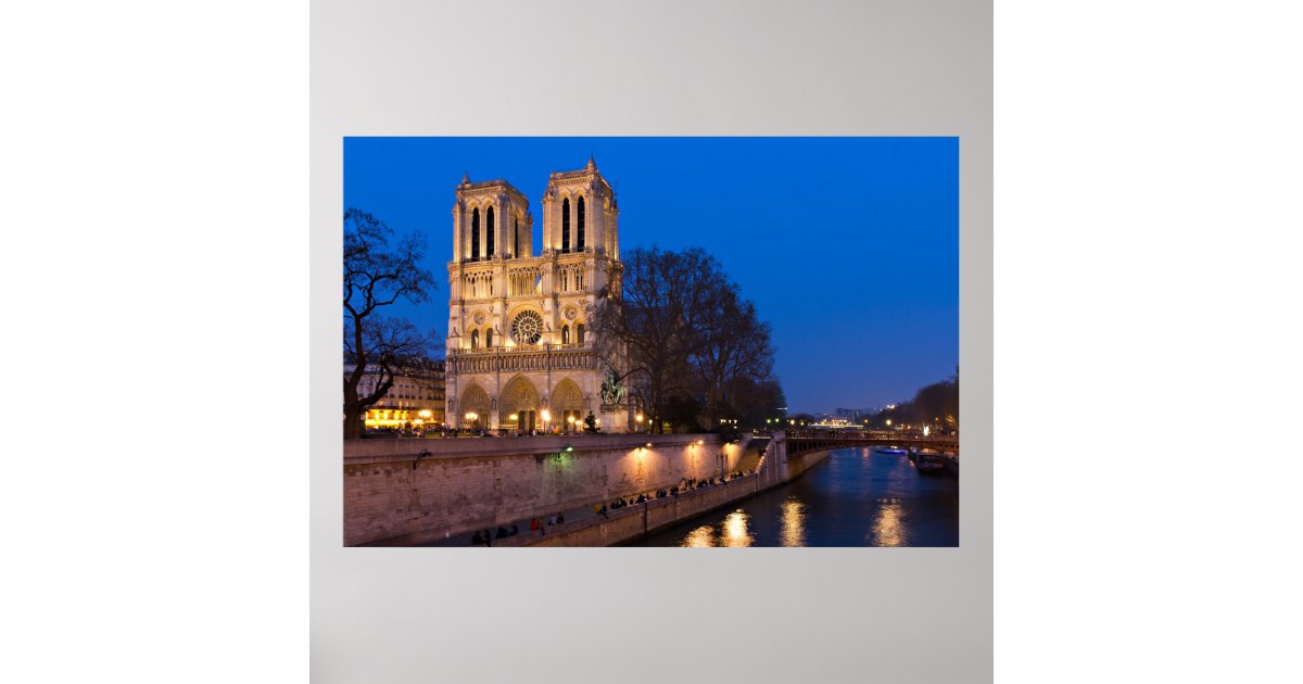 Paris - Notre Dame during Twilight Poster | Zazzle