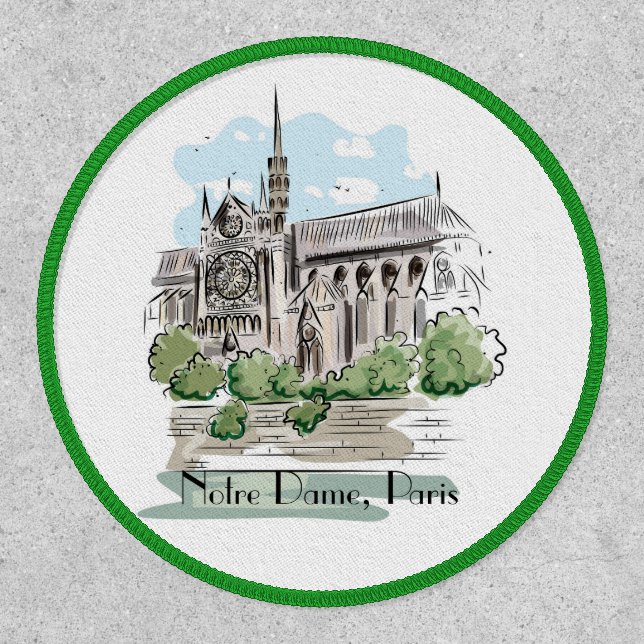 Paris Notre Dame Sketch Design Patch (Front)