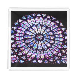 Paris Notre Dame stained glass - The Rose Window Acrylic Tray