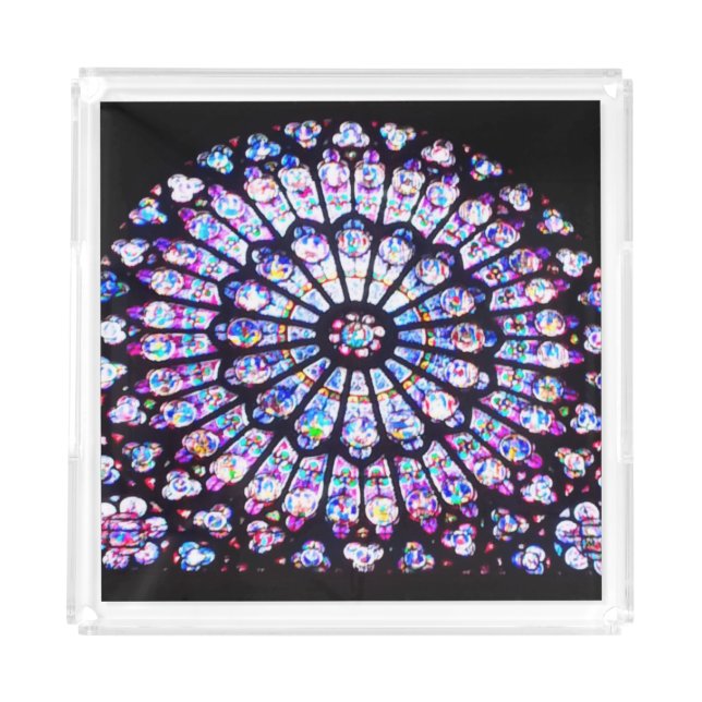 Paris Notre Dame stained glass - The Rose Window Acrylic Tray (Front)