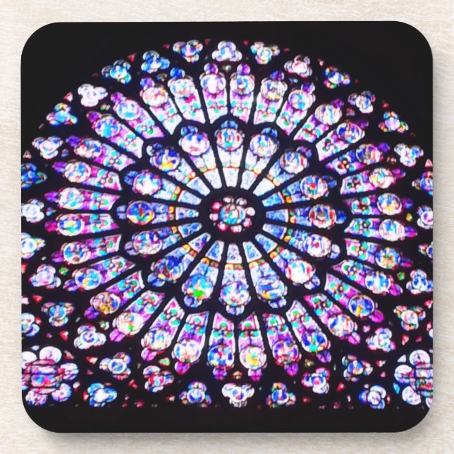 Paris Notre Dame stained glass - The Rose Window Beverage Coaster (Front)