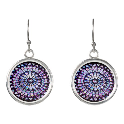 Paris Notre Dame stained glass _ The Rose Window Earrings