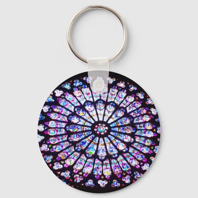 Paris Notre Dame stained glass - The Rose Window Keychain (Front)