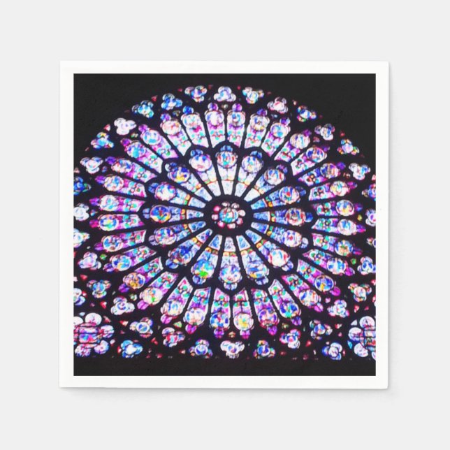 Paris Notre Dame stained glass - The Rose Window Napkins (Front)