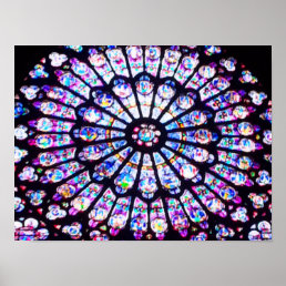 Paris Notre Dame stained glass - The Rose Window Poster