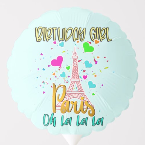Paris Oh Lala Birthday Girl Eiffel Tower Matching Balloon