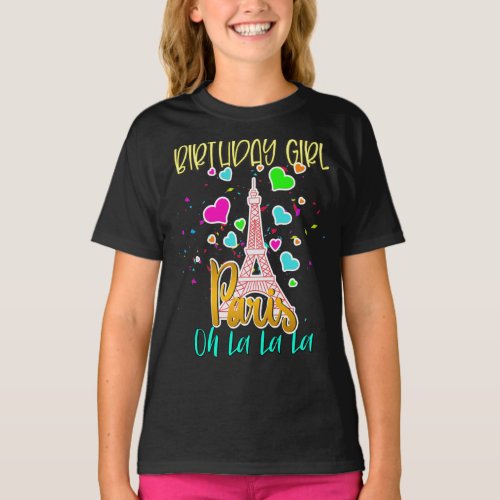 Paris Oh Lala Birthday Girl Eiffel Tower Matching  T_Shirt