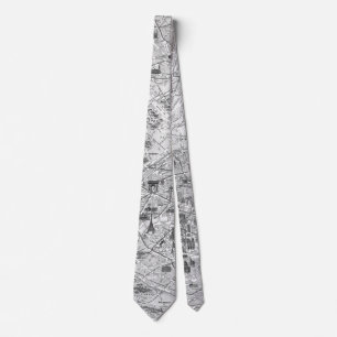 Paris Old Map Neck Tie