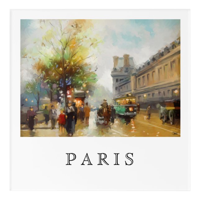 Paris on a Rainy Day Watercolor Painting Acrylic Print (Front)
